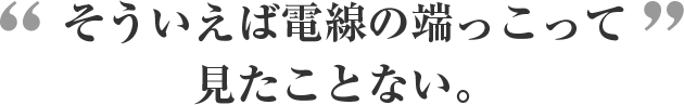 そういえば電線の端っこって見たことない。